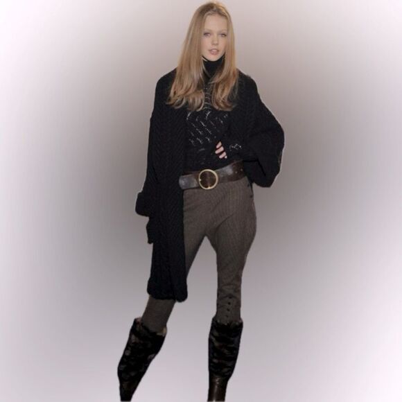 Ralph Lauren Collection Fall 2010 Hand Knit Black Alpaca Pointelle Turtleneck - Picture 15 of 16